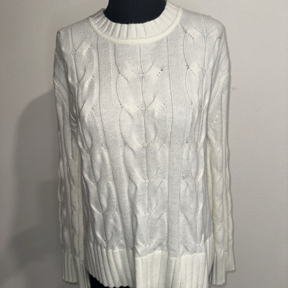 banana republic cable knit sweater White Size‎ L